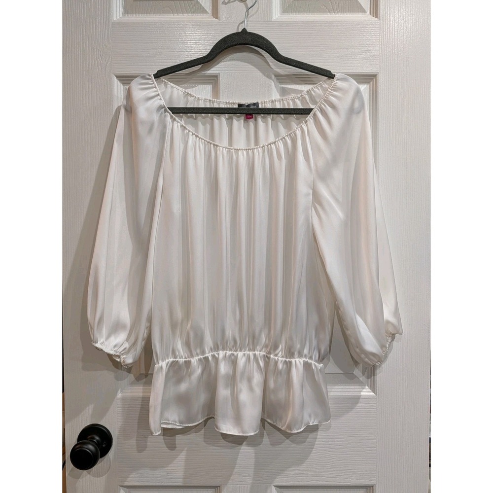Vince Camuto Womens Satin Off-the-Shoulder Top Peasant Pirate Boho Steampunk